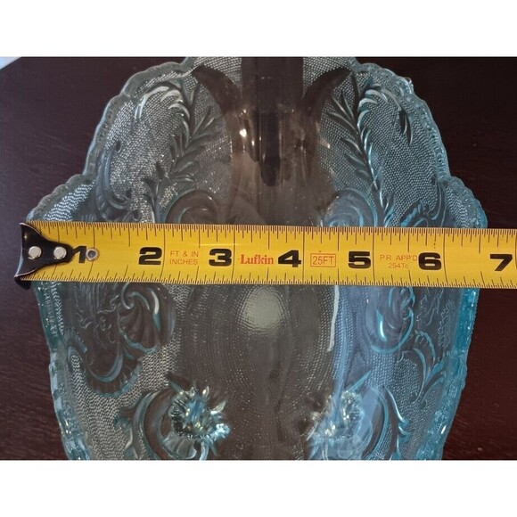 Vtg Jeanette Glass LOMBARDI Footed Starlight Blue Glass Centerpiece Fruit Bowl - Picture 11 of 11